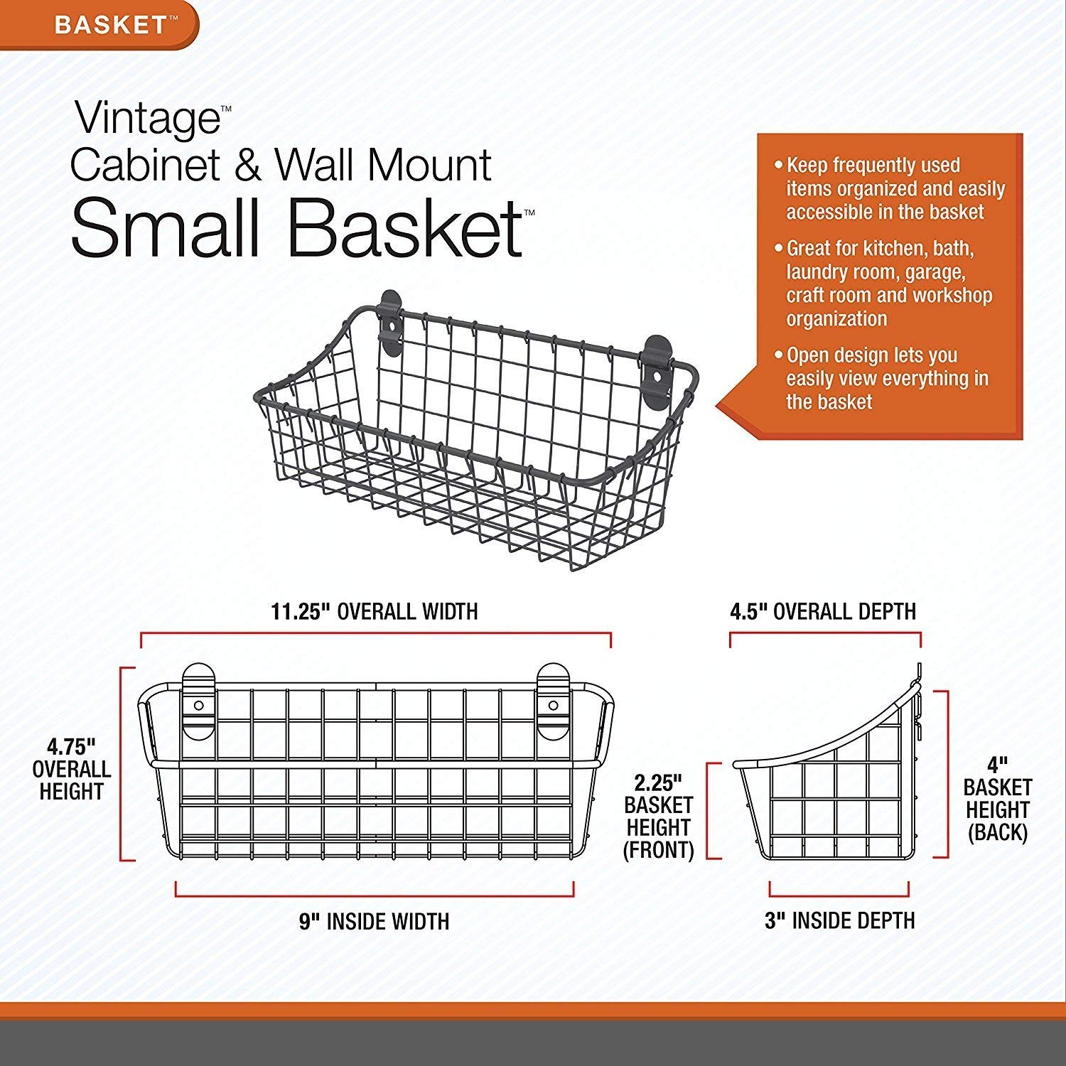 Benedirt置き物 Amazon.com - Spectrum Small Wire Wall Basket Industrial Gray